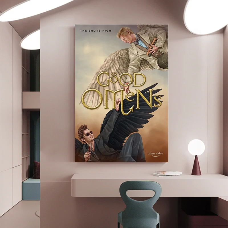 Amazon hot sale 280g canvas wall painting customizable home decor print good omens movie poster wall art