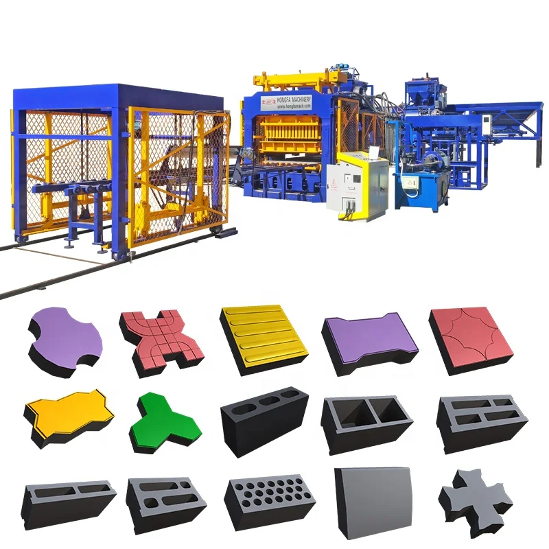 QT15-15 big automatic concrete hollow block paver brick curb stone making machine in China block machine factory