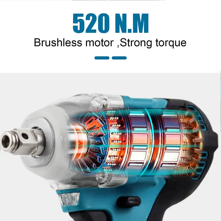 best selling 20V Industry Brushless High Torque 520N.m Electric adjustable torque Impact Wrench
