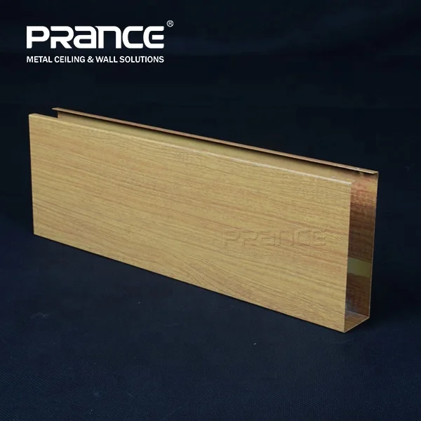 Wooden grain aluminum U shape baffle ceiling design