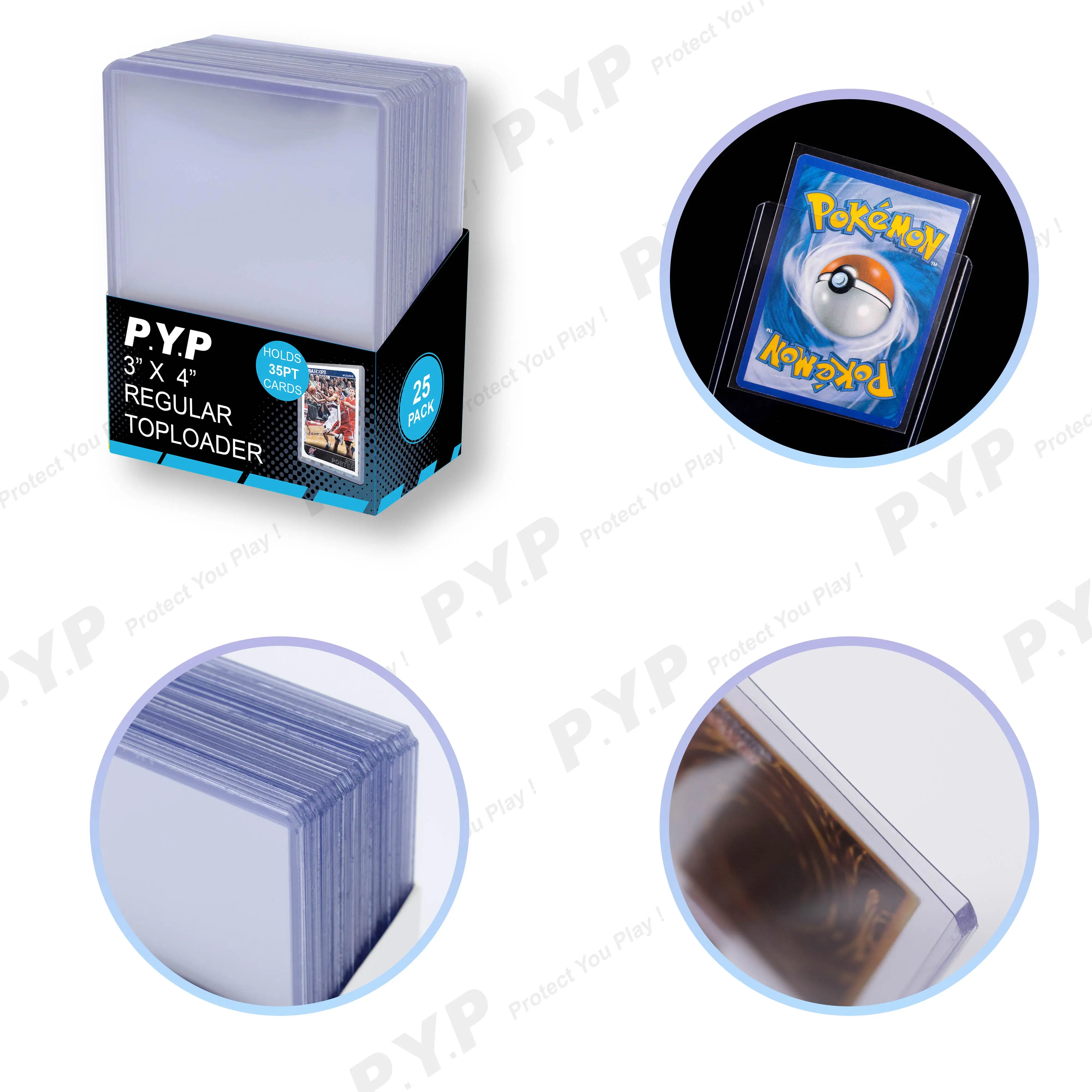  Прозрачный обычный держатель для карт 35pt Toploader 25ct 3X4