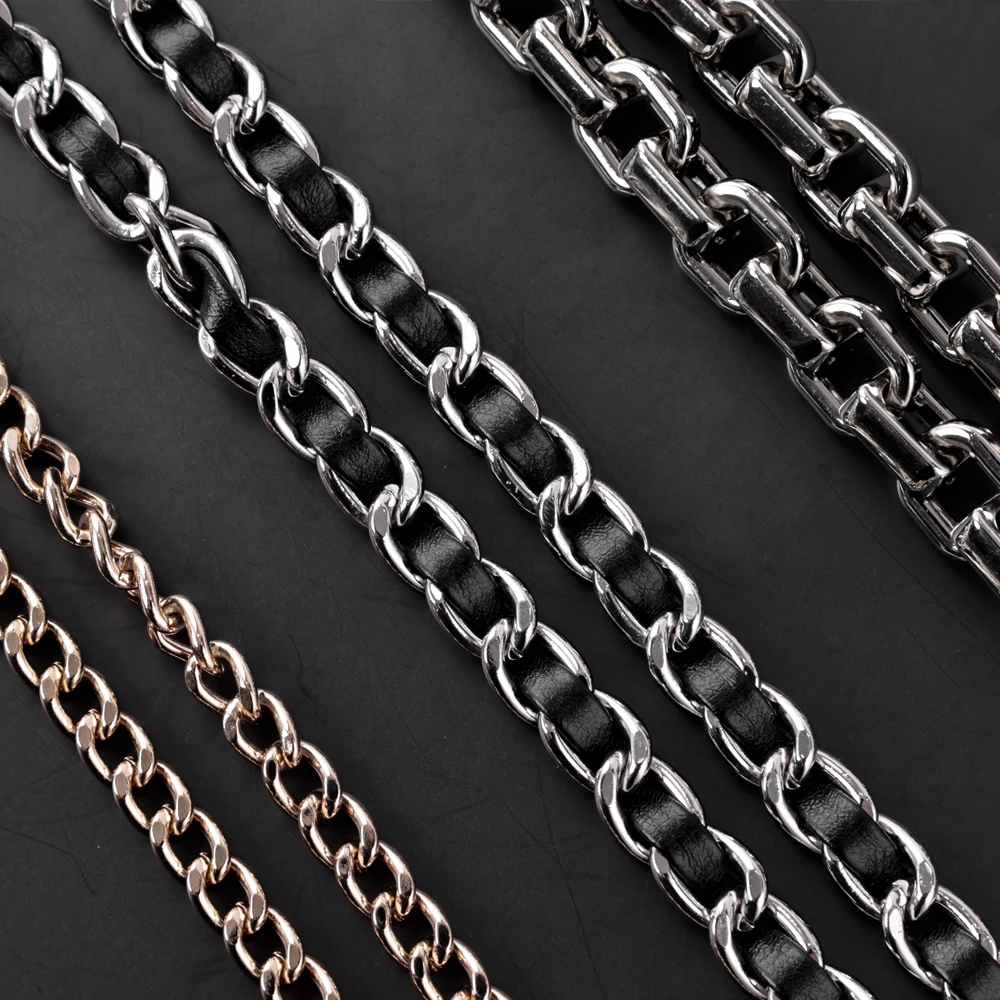 Manufacturer Hot Sale Fashion Zinc Iron Metal Chain For Bag Strap Of Bag Inclined Shoulder Hanging Box Flat Round Bag Chain
