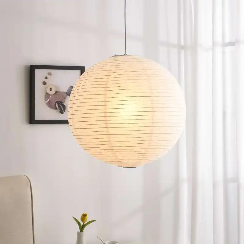 Wabi-sabi round pendant light handmade paper art spherical rice paper lamp Bedroom restaurant homestay lamp