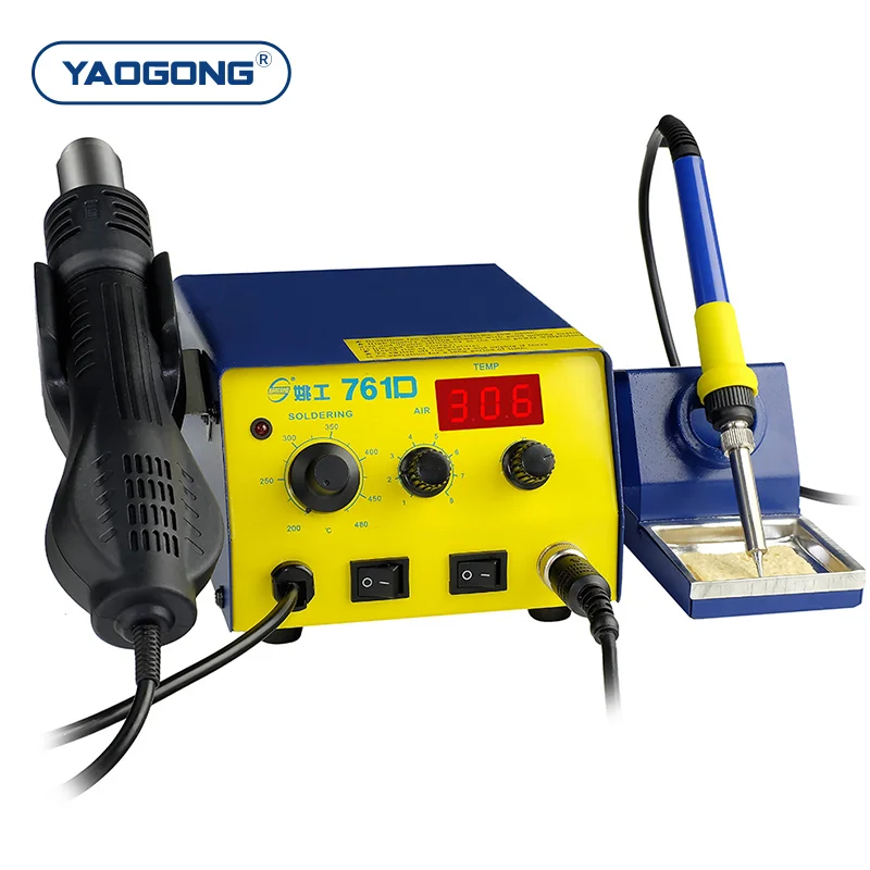 YAOGONG 761D Rework Station 2 in 1 Automatic BGA SMD Smart Induction LED Digital Display Hot Air Gun Soldering Station