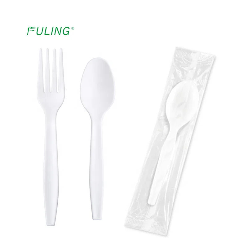 Western Restaurant Eco-friendly disposable dessert knife fork spoon pla utensil plastic compostable cutlery sets