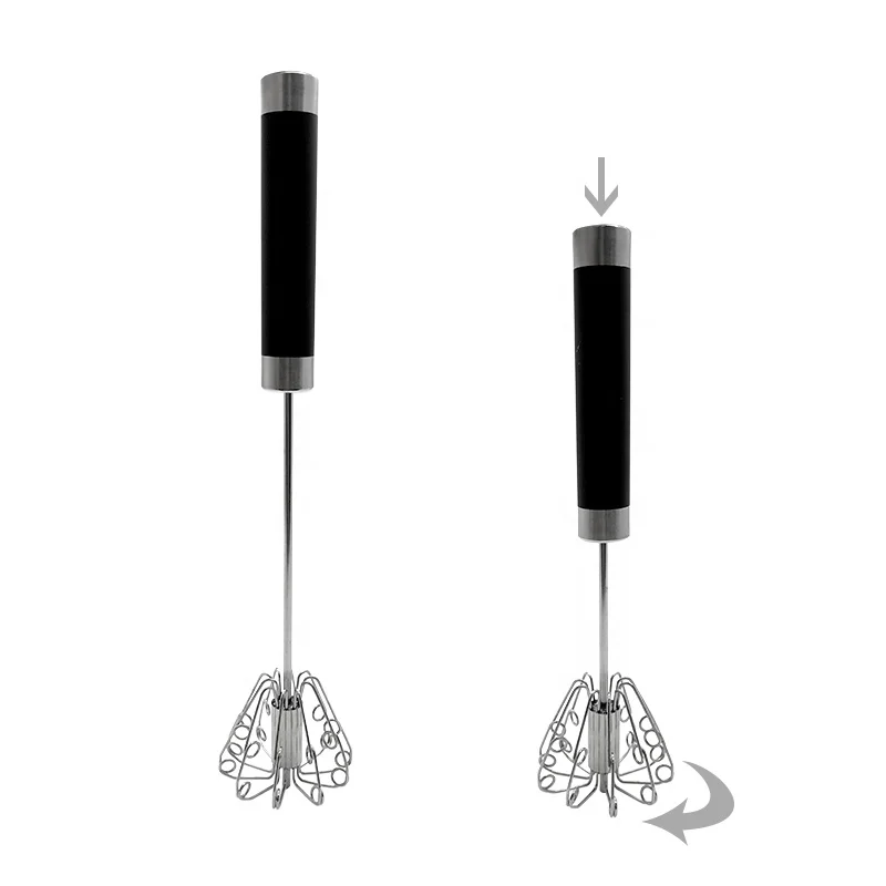 10 inch Hand Push Rotary Stainless Steel Egg Whisk Manual Egg Beater for Blending, Whisking, Beating & Stirring