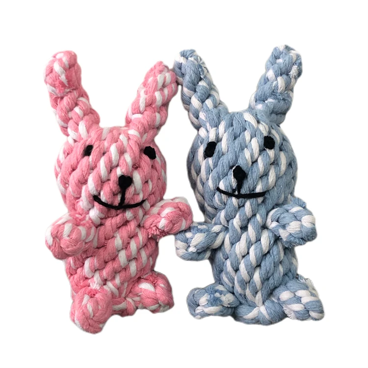 Free Sample Rabbit-Shaped Dog Rope Chew Toy Interactive Puppy Dog Anxiety Relieving Toys
