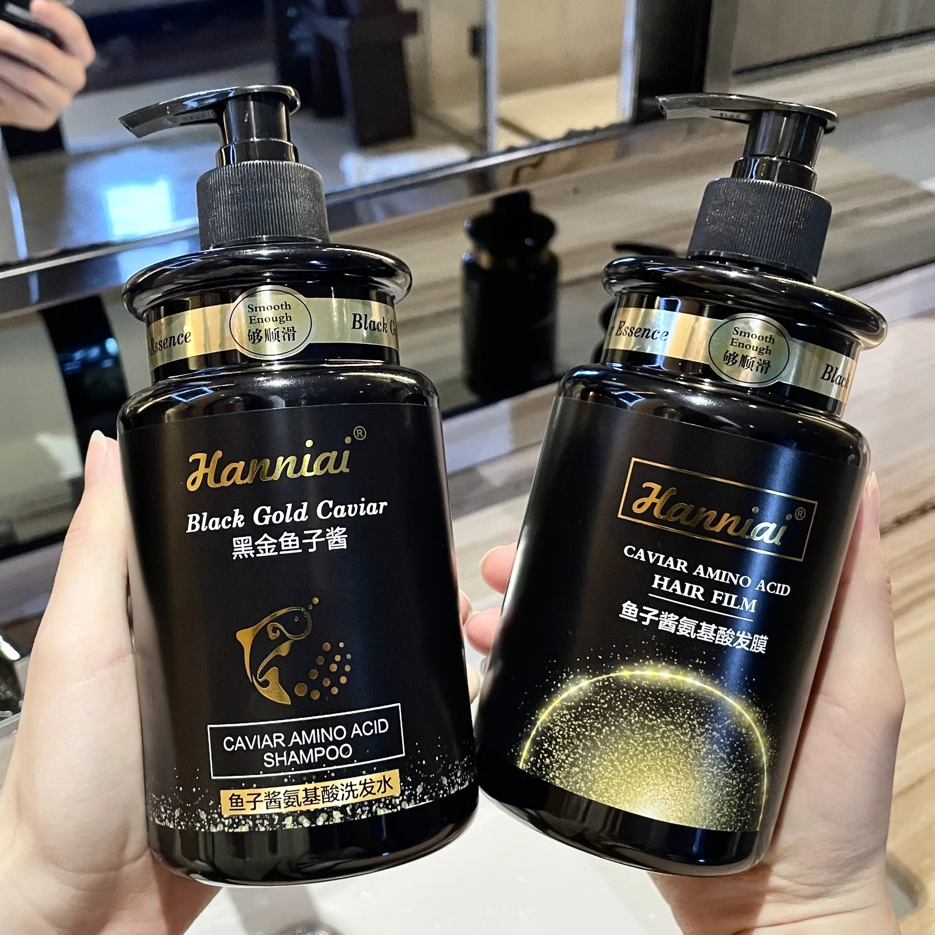 Black Gold Caviar Amino Acid Shampoo for Long lasting Fragrance, Moisturizing and Smooth Hair Care Mask,