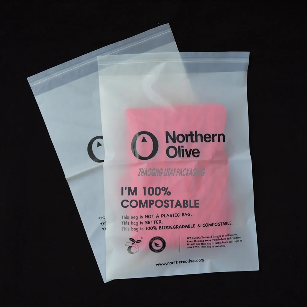 biodegradable bag customized biodegradable cornstarch  PLA self adhesive sealing bag for scarf packing