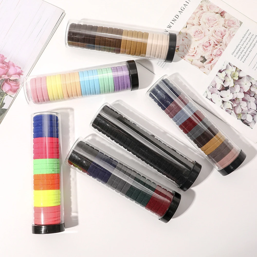 Songmay High Elastic Hairband Ties Towel Seamless Hair Ponytail Korean for Girls 20 Pcs Canned Mixed Colors Fashion Hair Clips