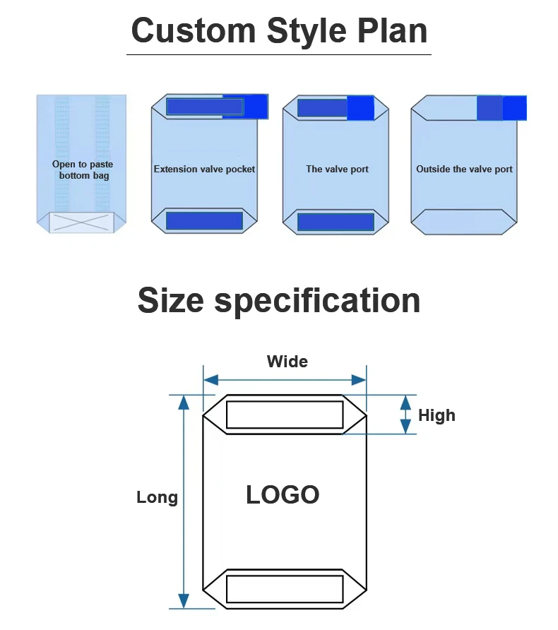 Baisite empty custom 50 kg valve paper sack bag for cement