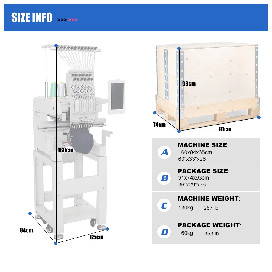 REVHON Chinese factory fast shipping  9/12 needles multi functions new single head embroidery machine for clothes