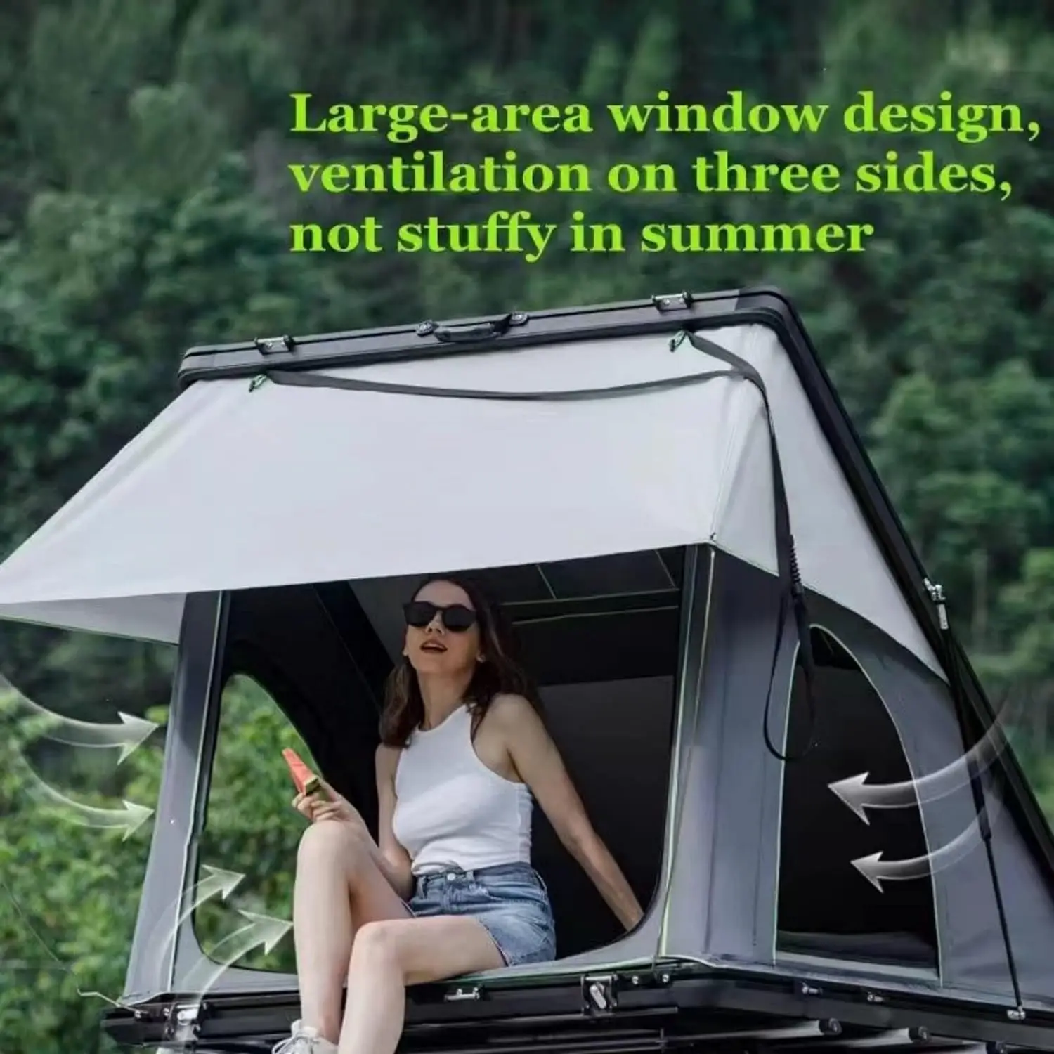 Yescampro Aluminum Alloy Triangle roof Tent Waterproof 2-3 People with Ladder roof Tent