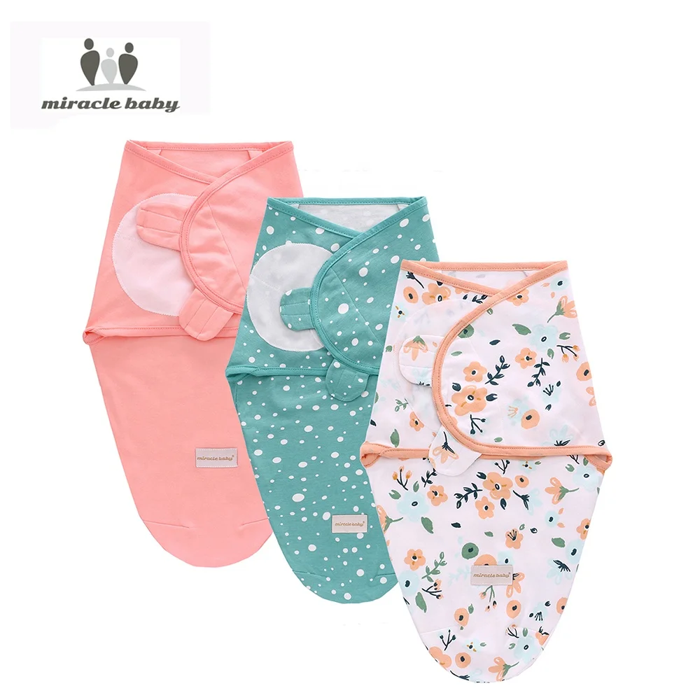 Miracle Baby 3 Pieces Set Newborn Swaddle Wrap Cotton Baby Receiving Blanket Bedding Cartoon Cute Infant Sleeping Bag