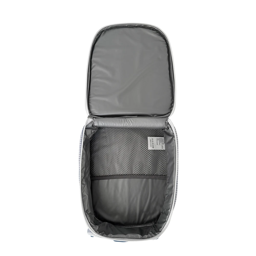 Gingham Seersucker Cooler Bag Light Weight Checked Food Bag for Daily Use Insulated Picnic  Bag DOMIL1860