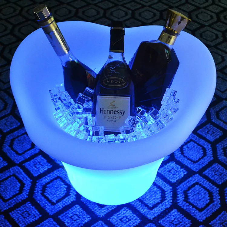 
8L Large Capacity plastic Wine Cooler Waterproof with Colors Changing LED ice bucket for Party,Home,Bar 