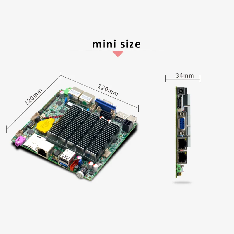 New Arrival Computer Motherboard J1900 Core Processor Gigabit Ethernet Chip DDR3 Slot up to 8GB Mini PC Mainboard