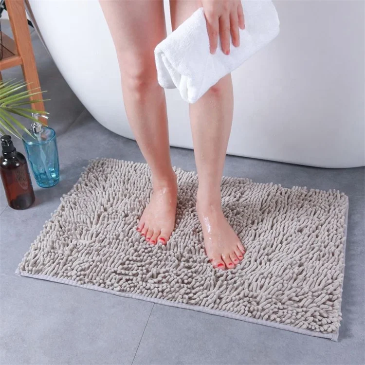 Click Bathroom Rug 50 x 80 Cm Non-Slip Premium Microfiber Chenille Soft Washable Water Absorbent Bath Mat