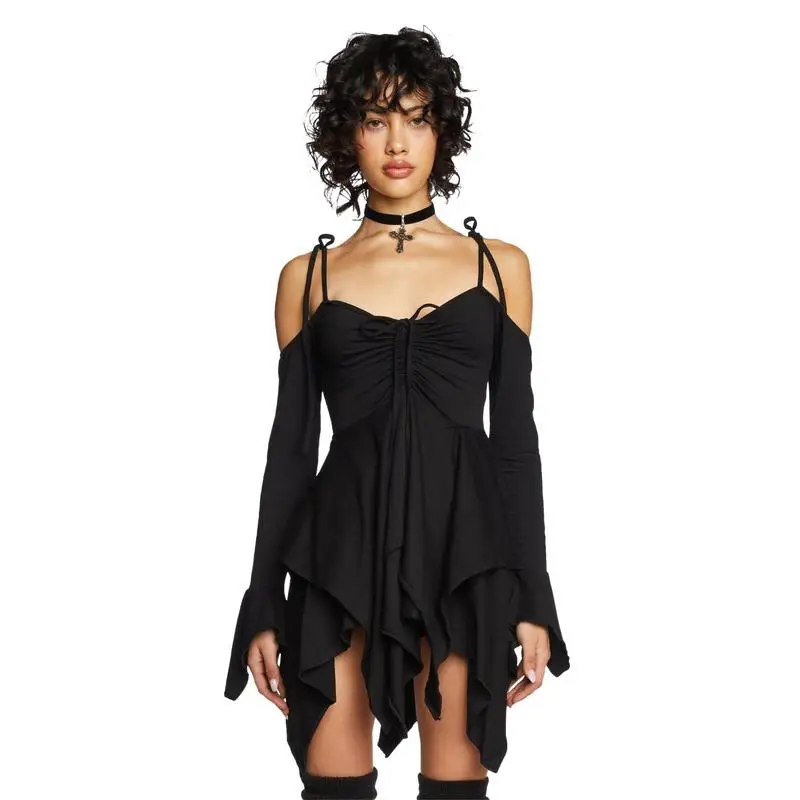 Bettergirl 2024 New Custom Slip Fairy Dress Outer Wear Long Patchwork Dress Halloween Performance Costume Irregular Short Skirt