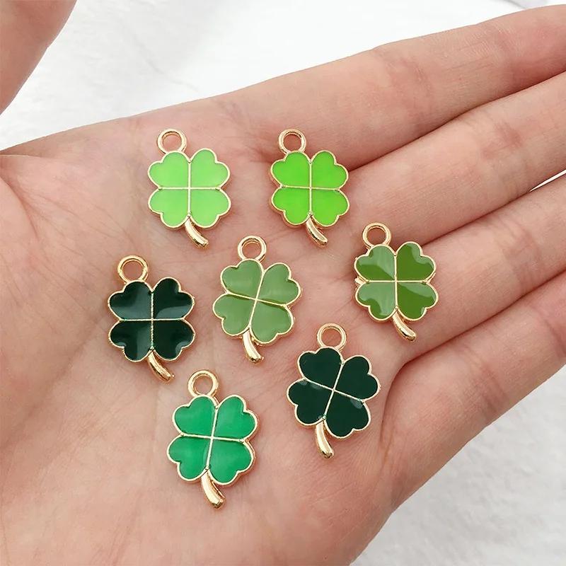Fashion Suyao Lucky Green Shamrock Charm Pendants Assorted Four Leaf DIY Enamel Pendants for Jewelry Making Accessories Charms