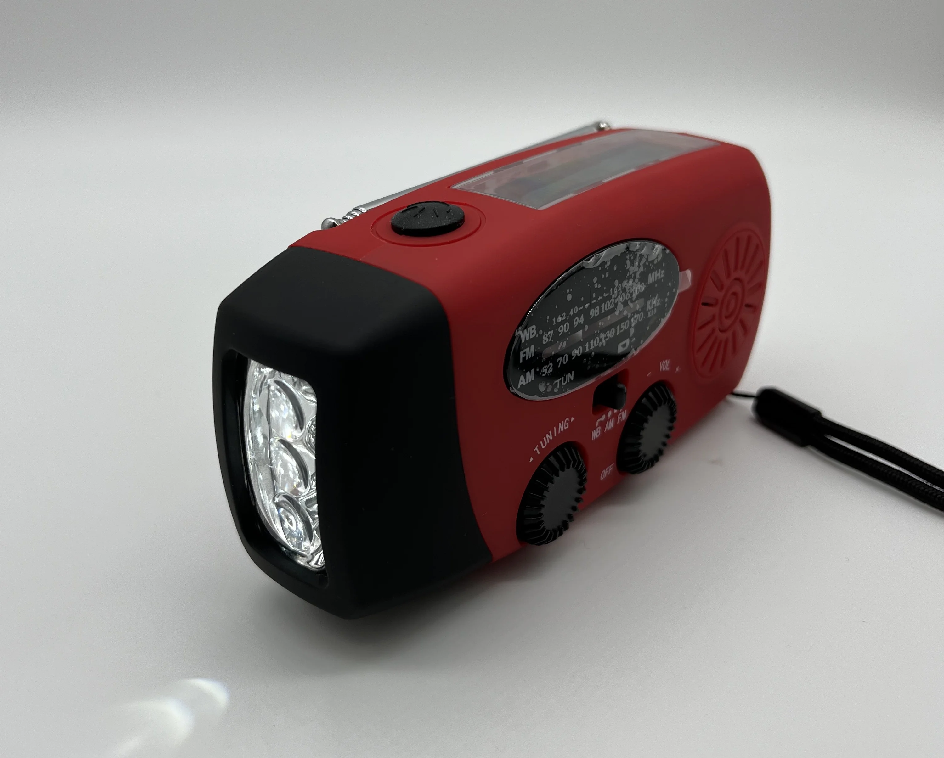 Emergency Hand Crank Portable Solar Radio with Flashlight & 2000mAh Phone Charging