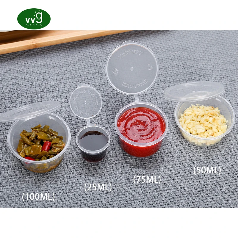 VVG wholesale custom 0.75oz 1oz 1.5oz 2oz 2.5oz 3.25oz 4oz 5.5oz mini disposable portion container plastic sauce cup