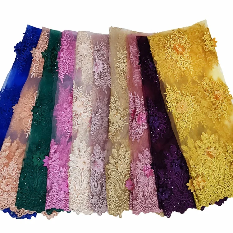 wholesale factory stocks cheap price border lace high quality gold african lace fabric embroidery