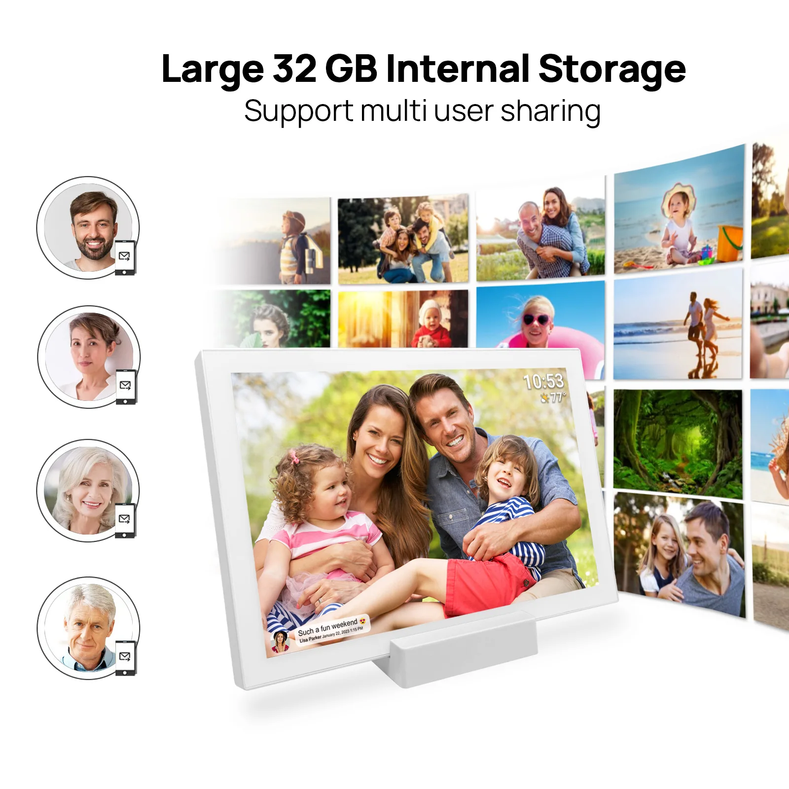 Записывать каждый замечательный момент для вас и поделиться радостью с друзьями семьей frameo батареей Wi-Fi цифровая фоторамка