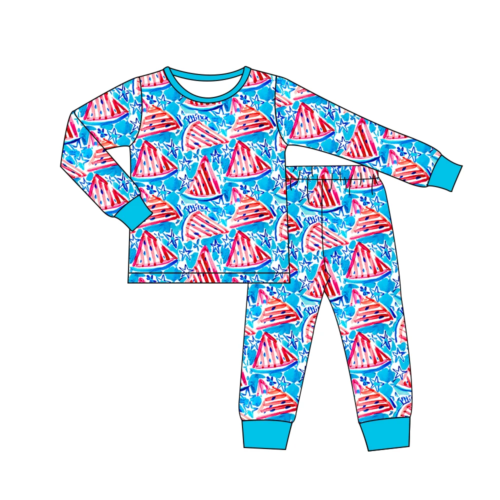 Children boutique home wear pajama pink pig long sleeve suit kids night wear baby autumn winter pajamas