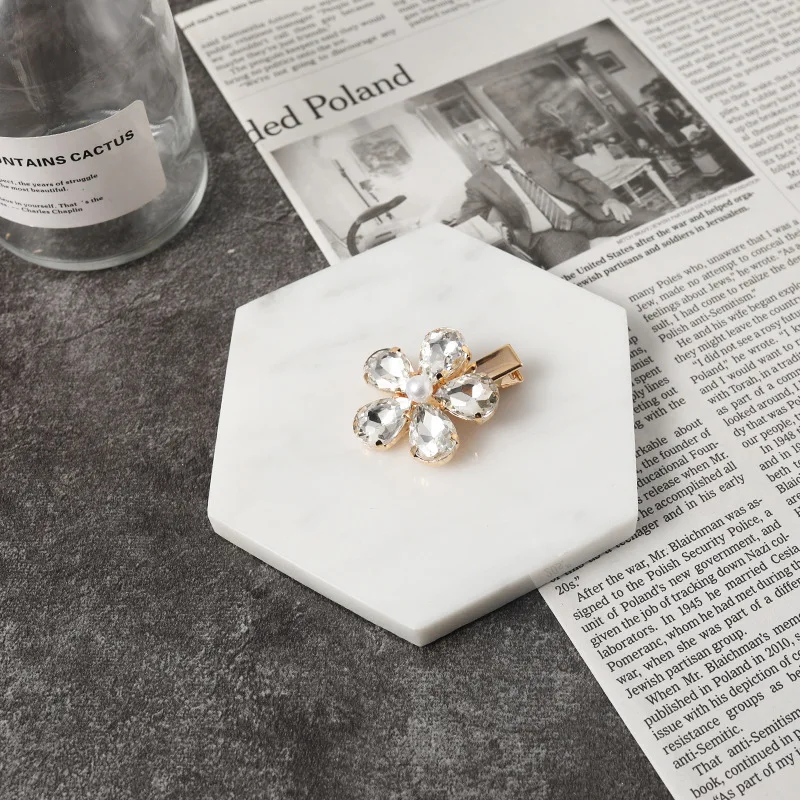 New rhinestone pearl flower barrettes colorful petals bang clip hair accessories