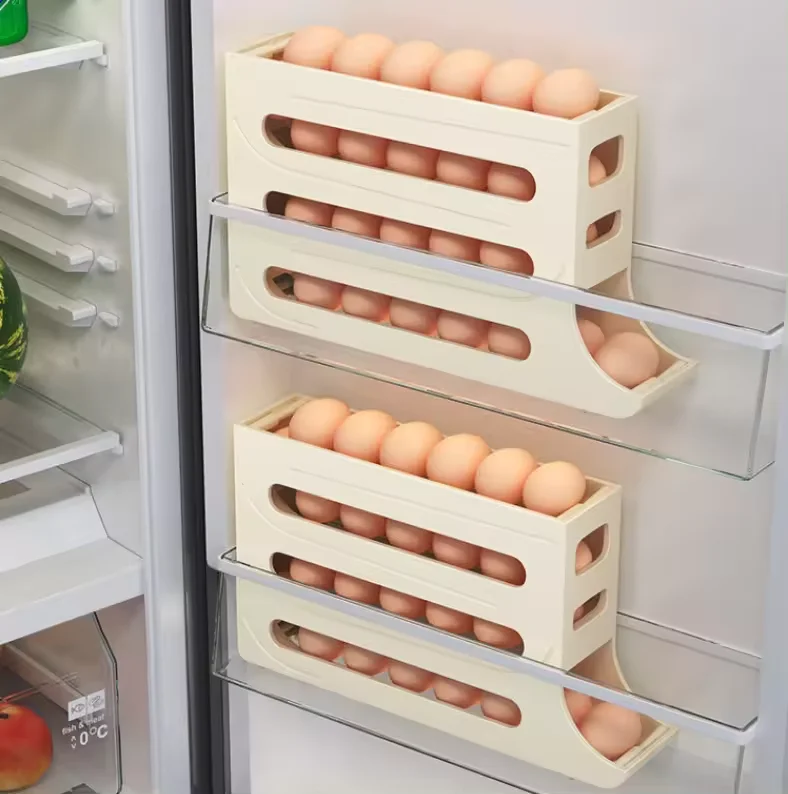 New Arrival 4-Layer Automatic 30 Rolling Egg Dispenser Egg Holder For Fridge