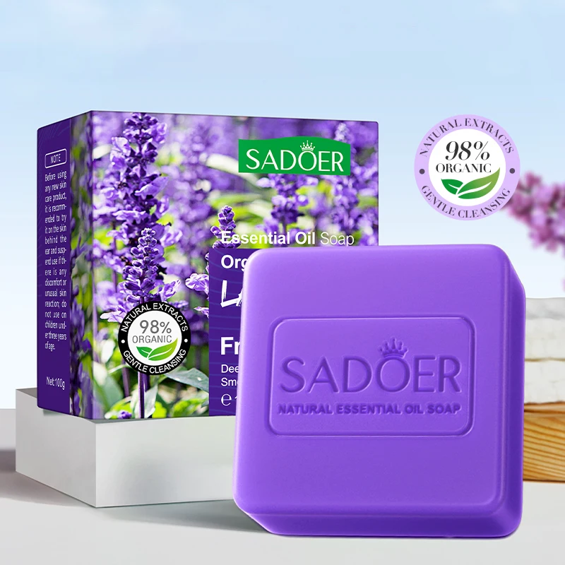 Органическое мыло для ванны Sadoer ручной работы веганское эфирное масло бар с лавандой травяные ингредиенты твердое туалетное завод