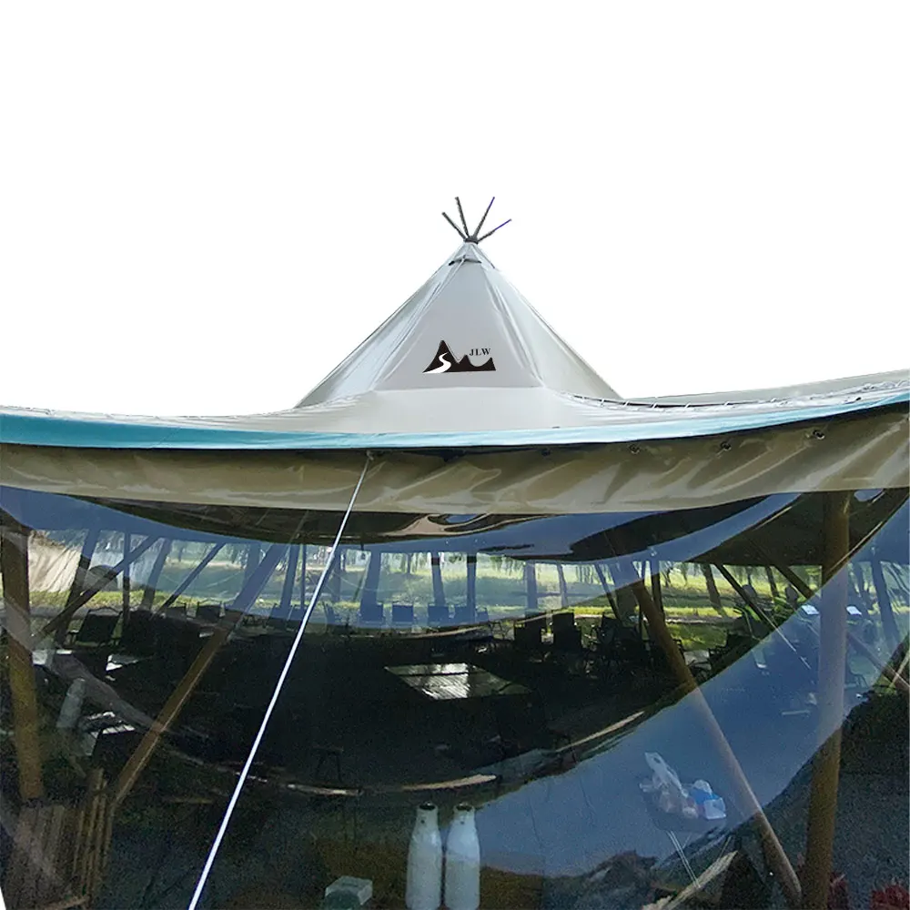 Wooden Canvas 8m 10m 12m Large Canopy Glamping Safari Tipi Tent For Camping