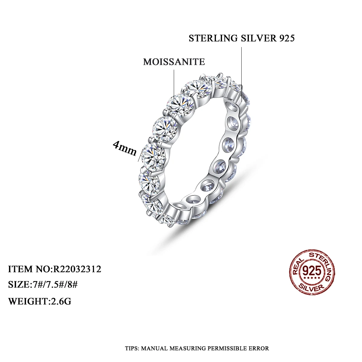 CZCITY All Moissanite Ring Diamond Engagement VVS Woman Real Wedding Jewelry Moissanite Ring 925 Sterling Silver