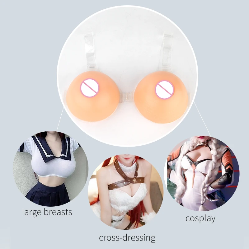 Silicone False Breasts Beautiful Big Boobs Rubber Soft Breasts 100% Silicone CRound Shape 1 Pair