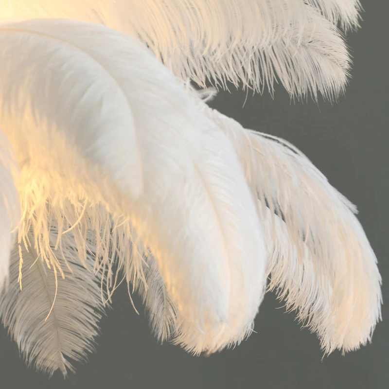 LED Modern Led Floor Lamps Decorative Lights Standing Light Feather Ostrich Floor Lamp Bedroom Living Room Resin Luxury Fabric