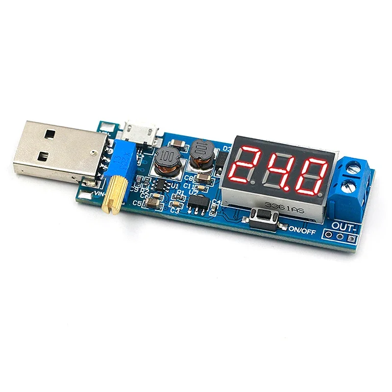 DC-DC 5V To 3.5V/ 9V/12V LCD USB Step UP/Down Desktop Power Supply Module Adjustable Boost Buck Converter Voltmeter Out 1.2V-24V
