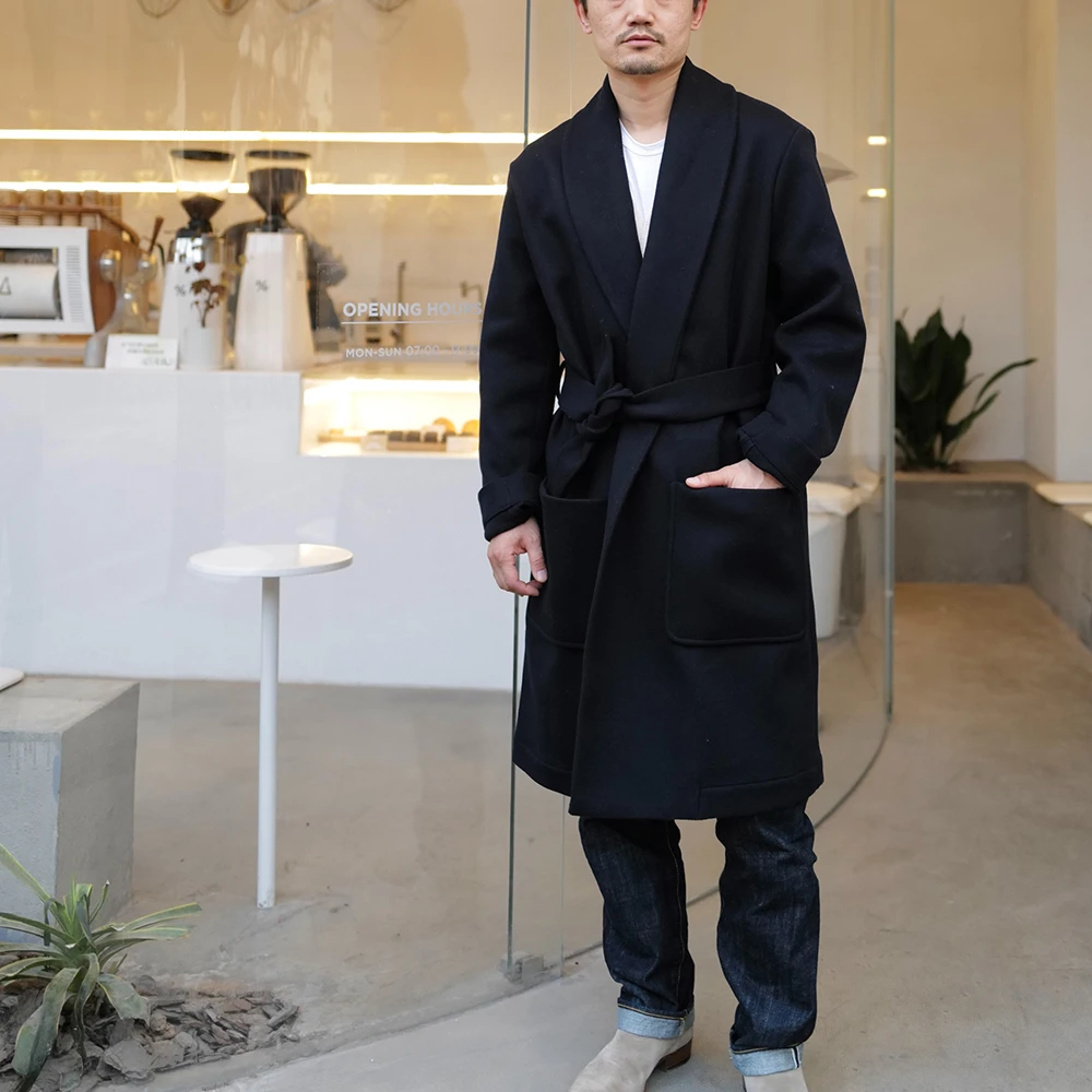 Excellent Wholesale Winter Mens Breathable Quick Dry Standard Open Stitch Black Loose Cotton Long Trench Overcoat