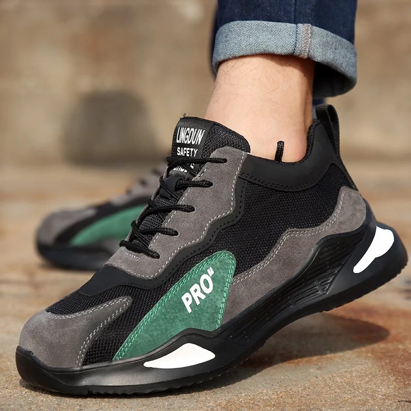 CHITED Comfortable Lightweight Steel Toe Safety Shoes for Men Women Anti-Smash Sports Safety Work Shoes in Black Summer Winter
