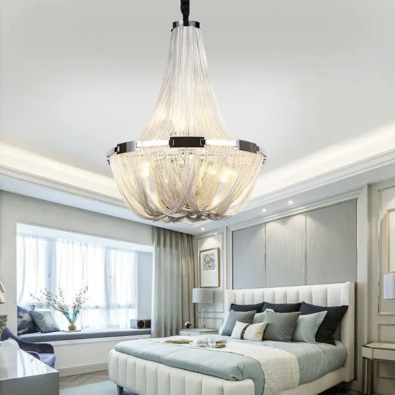 Modern Tassel Chain Dining Living Room Hotel Cord Pendant Chandelier