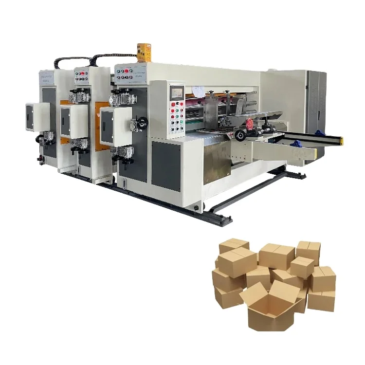 218 cardboard box full automatic 2 colour flexo carton printing slotter rotary die cutting packaging machine for sale