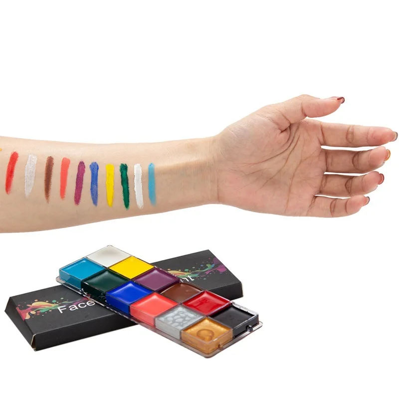 Hot Selling Body Art Painting Supplies Makeup Palette Halloween 12 Colors water based Face Paint Kit