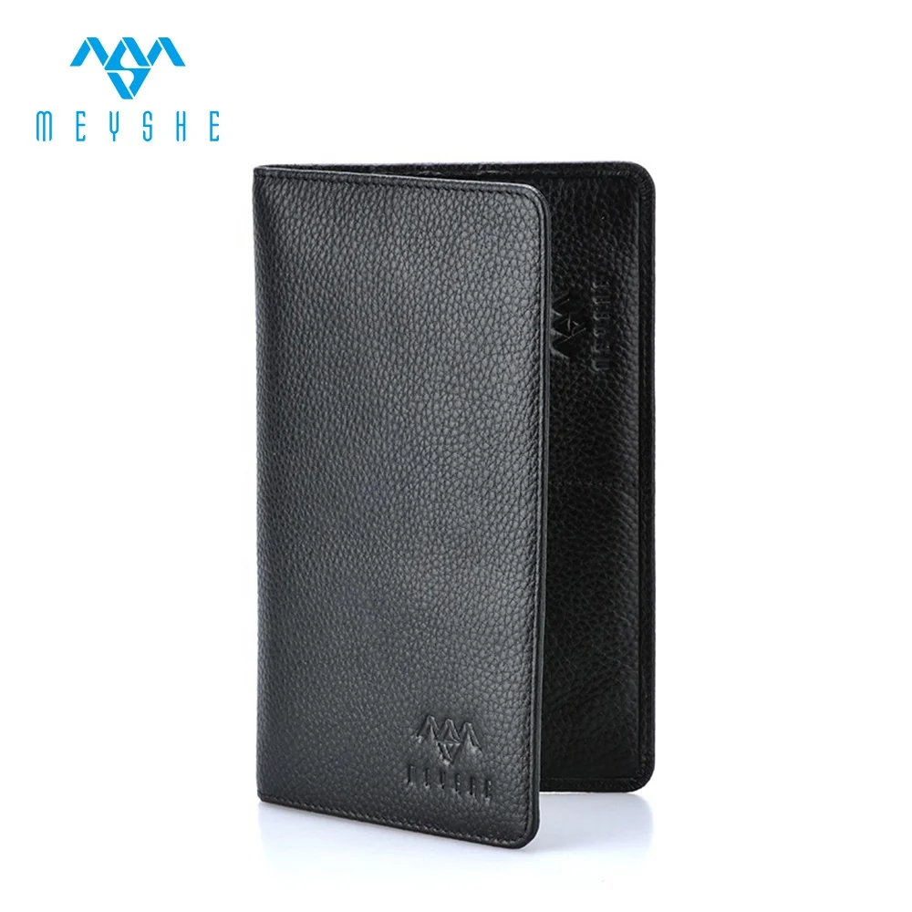 Factory price hot sale black genuine leather family travel wallet passport card holder