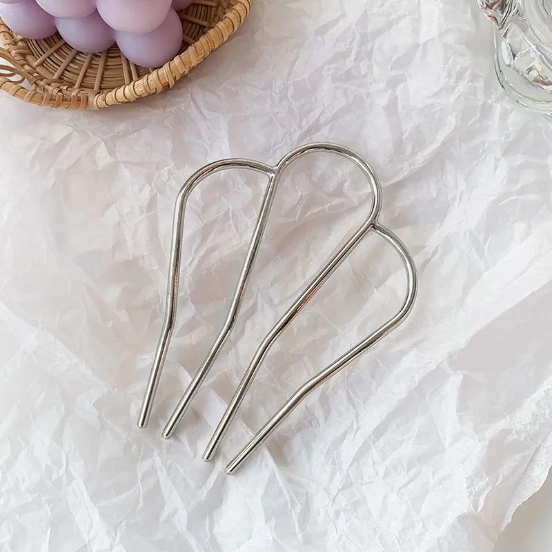  9.5 Hairpin Metal Alloy 4 Prong Hair Styling Tool Accessories Bun Pick Side Comb Pins Clips Grips Fork For Women
