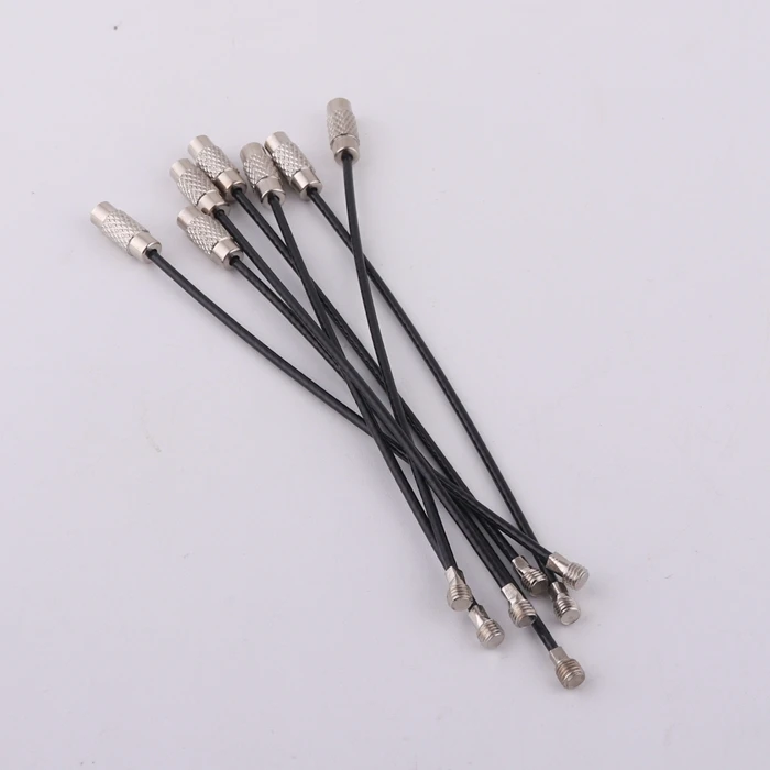 black stainless steel cable wire key ring loop keychain