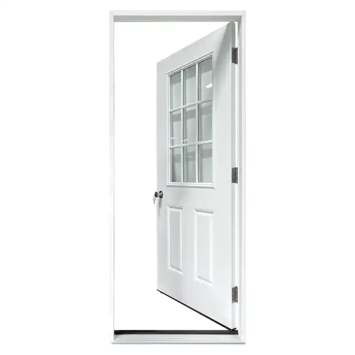 Entry exterior 36 in. x 80 in. Premium 9-Lite Right-Hand Inswing Primed Fiberglass Prehung Front Door