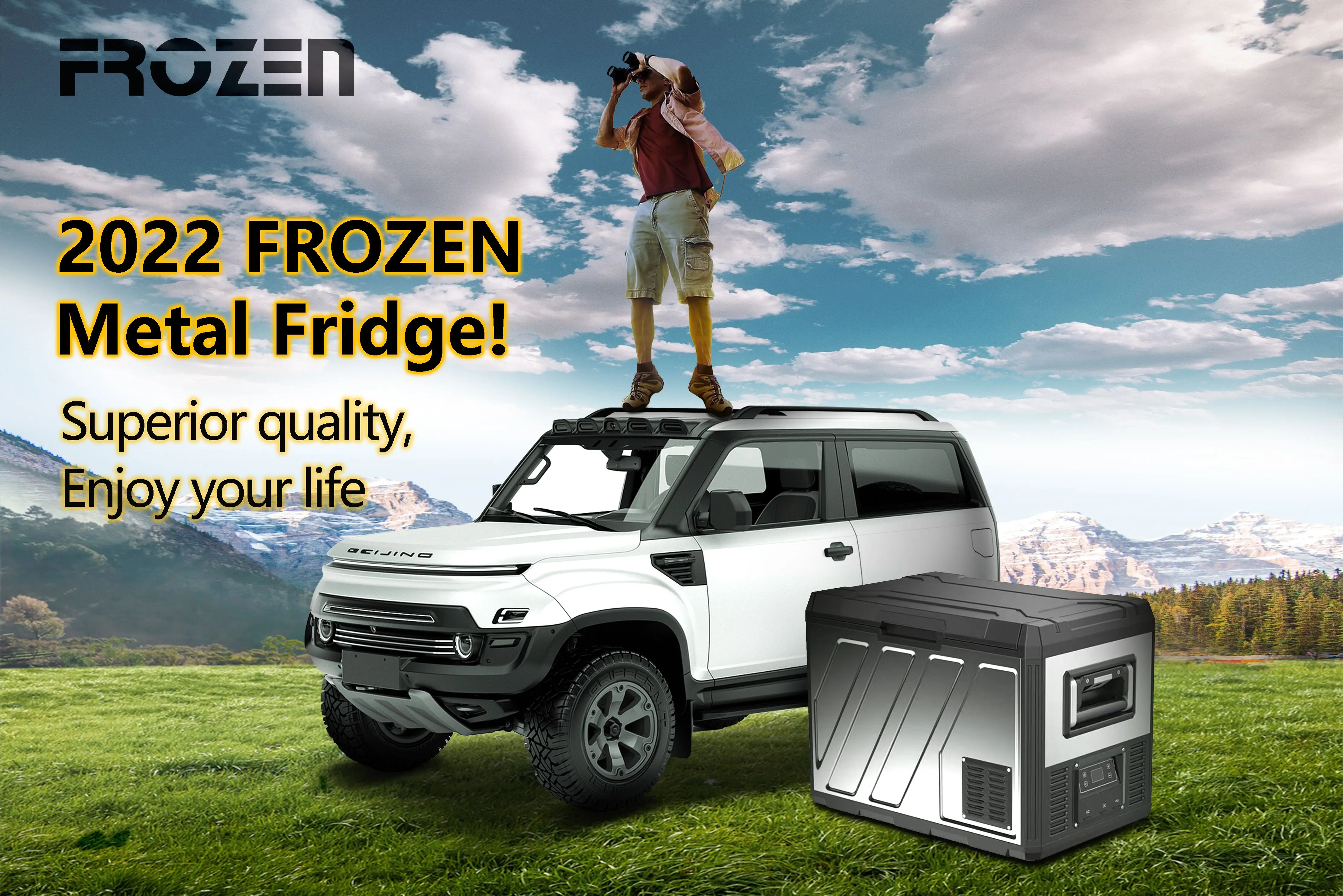 FROZEN 60L Single Zone Compressor Camping Refrigerator 12V 24V Car Fridge Freezer Cooler Box with handle