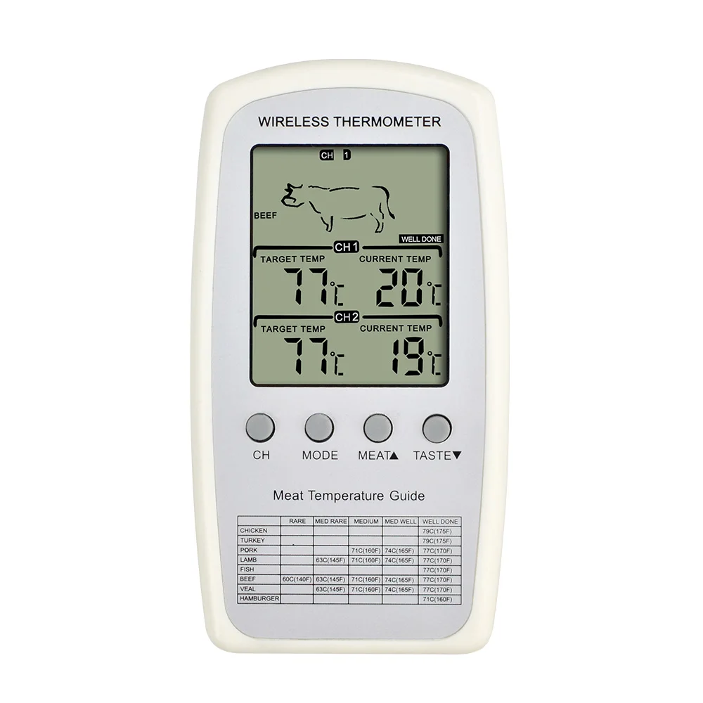 Wireless Oven Thermometer for Food BBQ with 2 Probes for Barbecue Grill Meat outdoor garden cooking thermometer