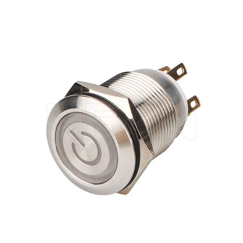19mm 1no1nc spdt ring power symbol led illuminated reset waterproof metal button switch