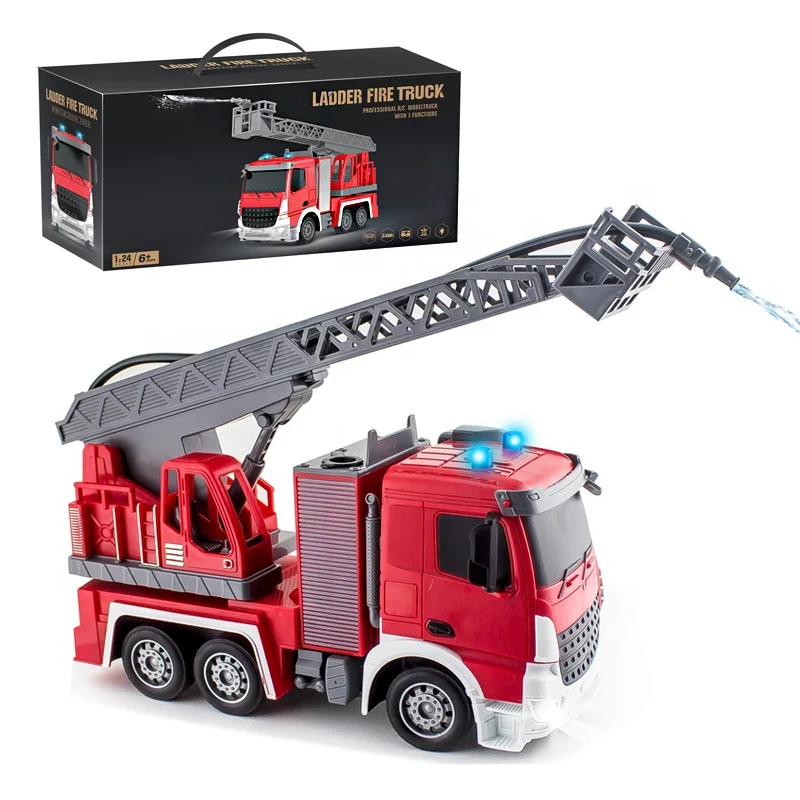 7 Channel 1:24 RC Fire Truck Toy 2.4G Kids Remote Control Car Fire Fighting Vehicle Toy